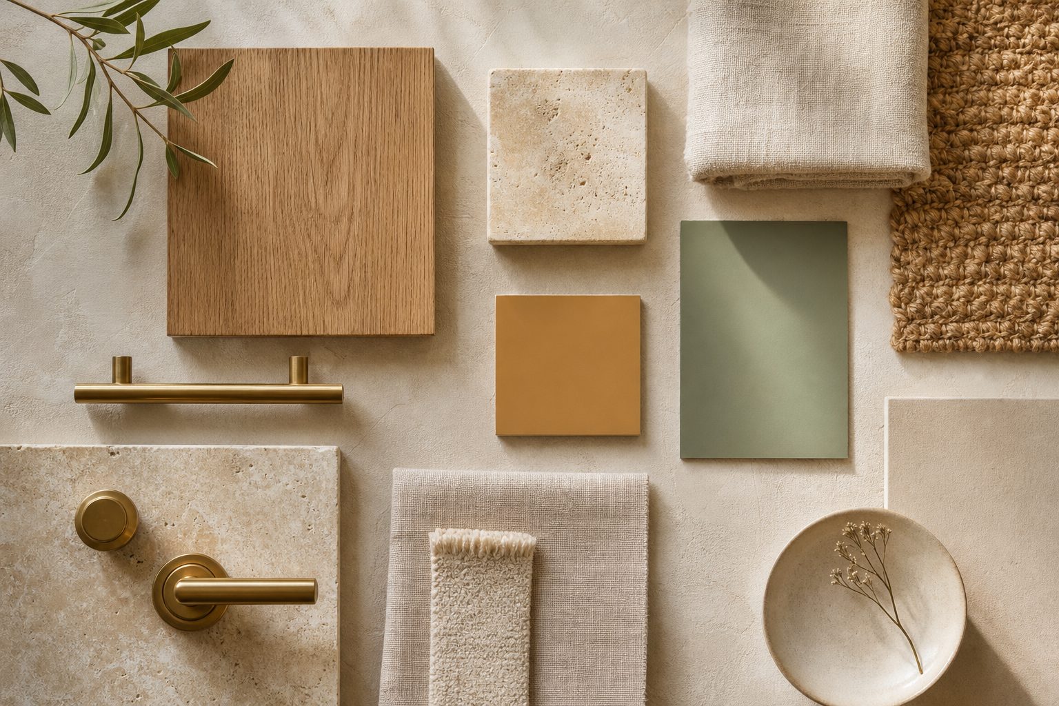 Interior material and colour palette samples